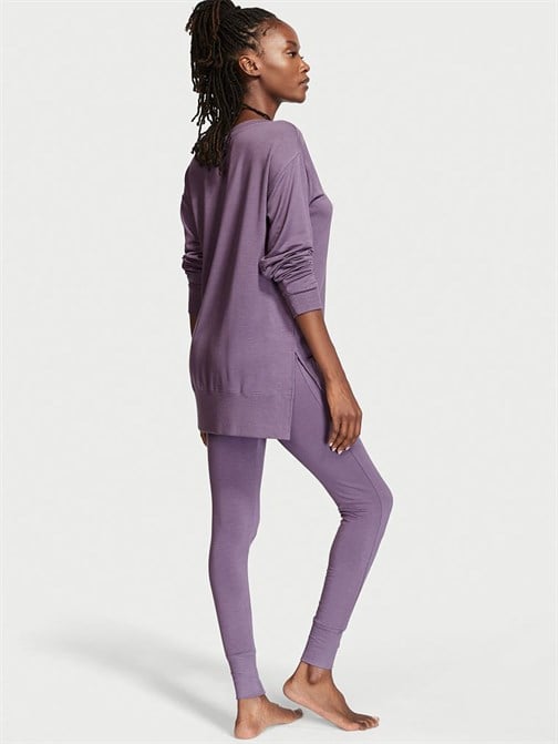 Modal Uzun Kollu Üst ve Tayt Pijama Takımı